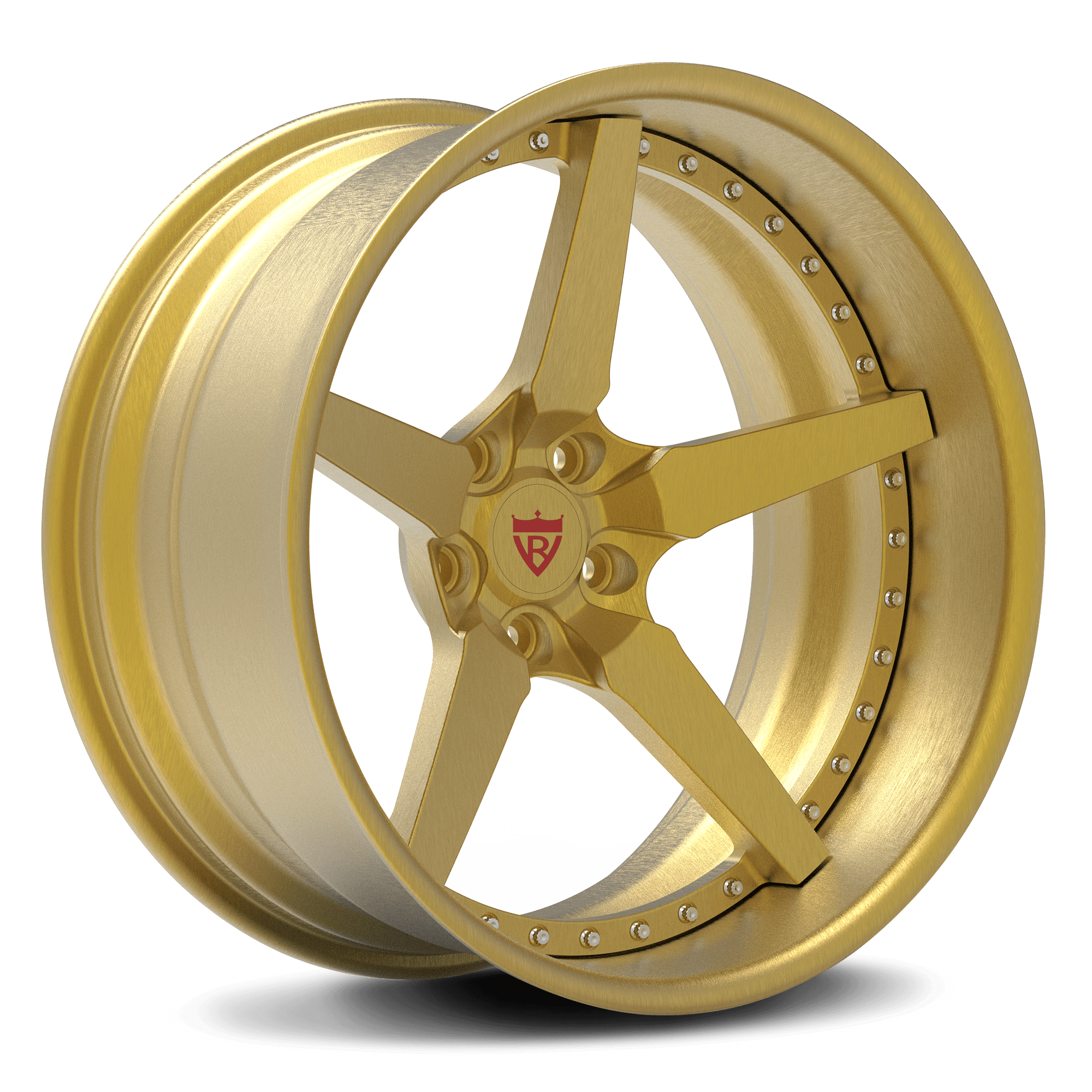 custom gold wheels deep dish 5 spoke classic forged 2-piece rims