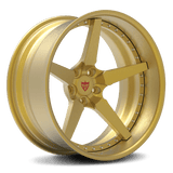 custom gold wheels deep dish 5 spoke classic forged 2-piece rims