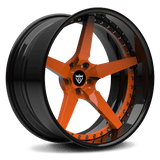 Orange and black 5 spoke truck wheels with custom deep dish: RV-DF14 - RVRN WHEELS