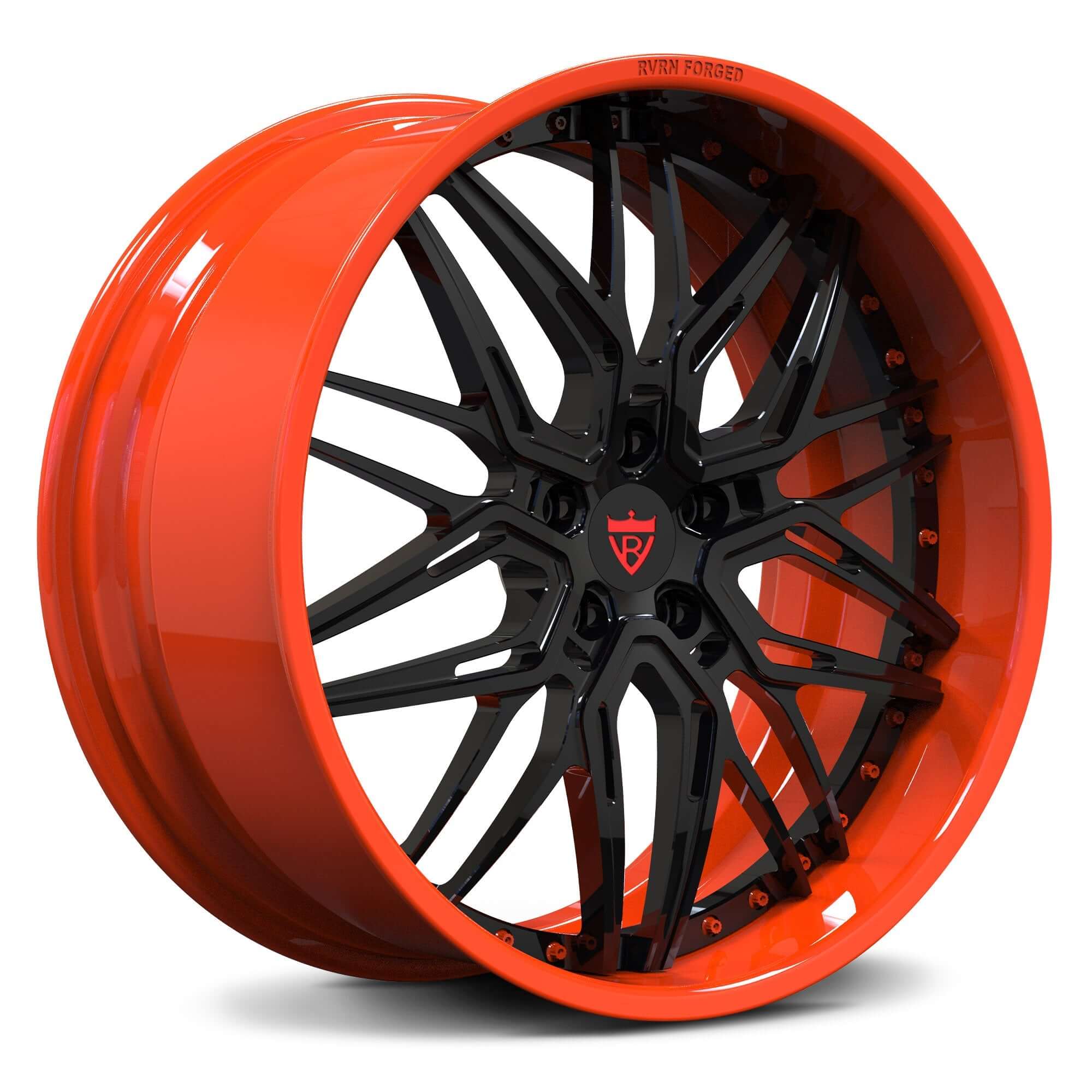 CHEVY CORVETTE WHEELS: DEEP DISH CUSTOM FORGED RIMS-RV-T081 ORANGE  RIMS