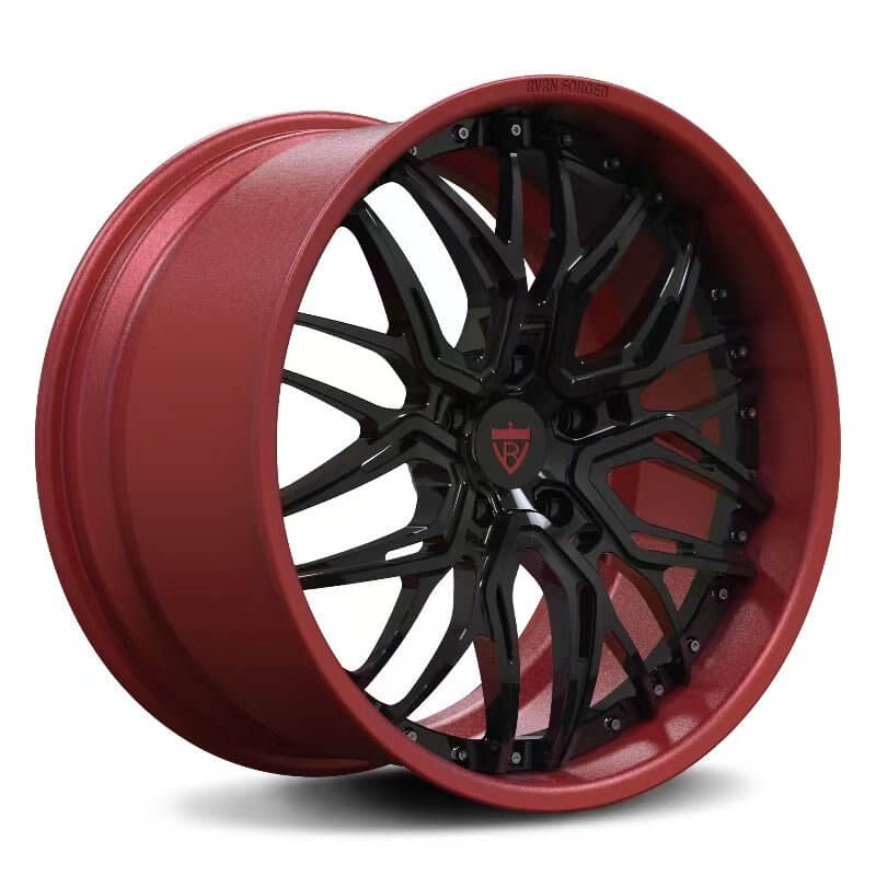 CUSTOM CORVETTE Z06/C8 AFTERMARKET WHEELS-RED&BLACK FULLY FORGED WHEELS