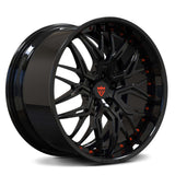CHEVY CORVETTE WHEELS: DEEP DISH CUSTOM FORGED RIMS-RV-T081 BALCK AND ORANGE RIMS