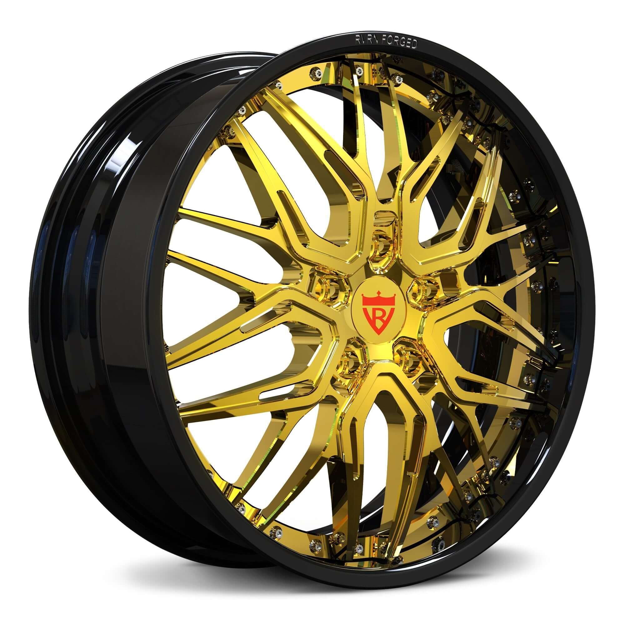 CHEVY CORVETTE WHEELS: DEEP DISH CUSTOM FORGED RIMS-RV-T081 GOLD RIMS