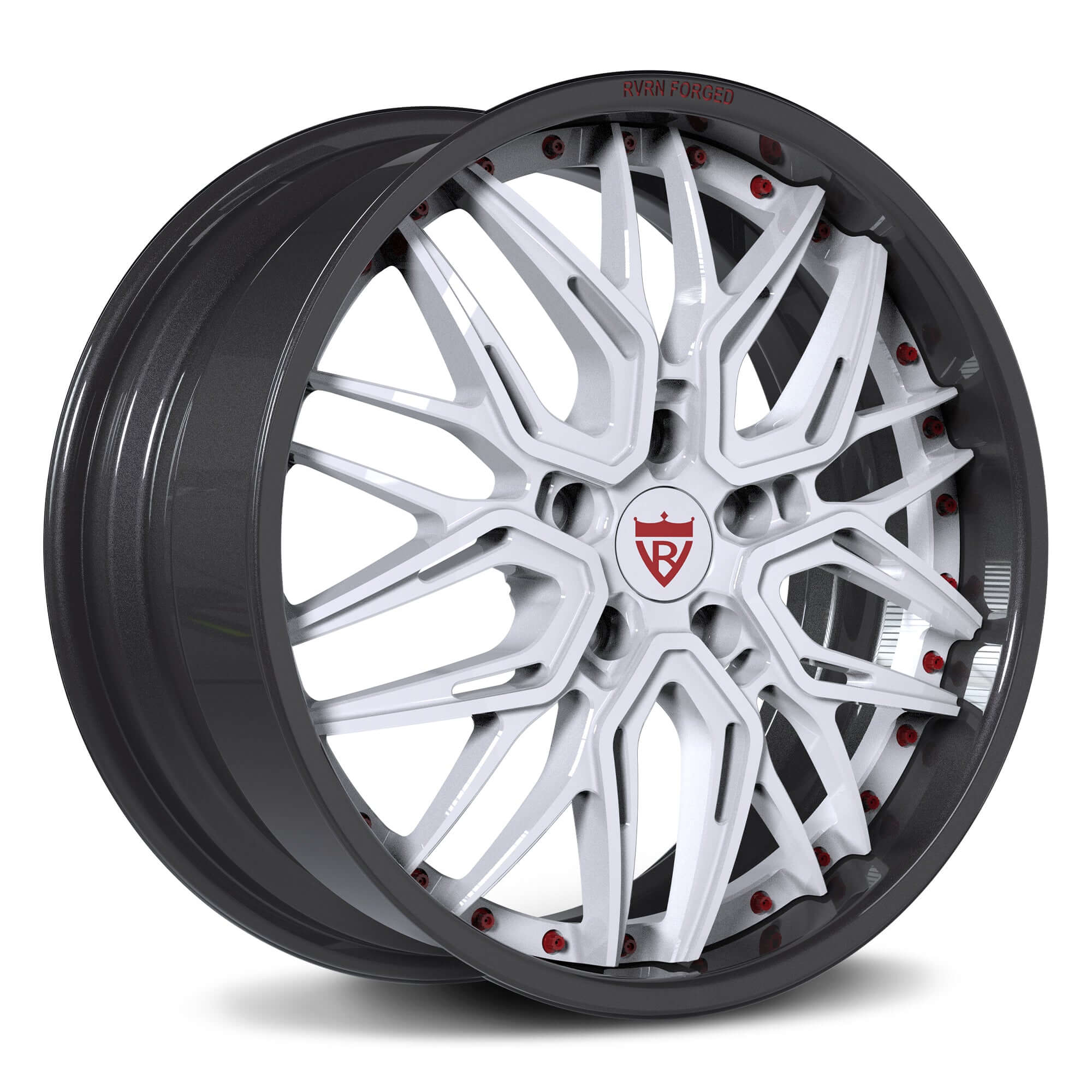 CHEVY CORVETTE WHEELS: DEEP DISH CUSTOM FORGED RIMS-RV-T081 WHITE AND BLACK RIMS