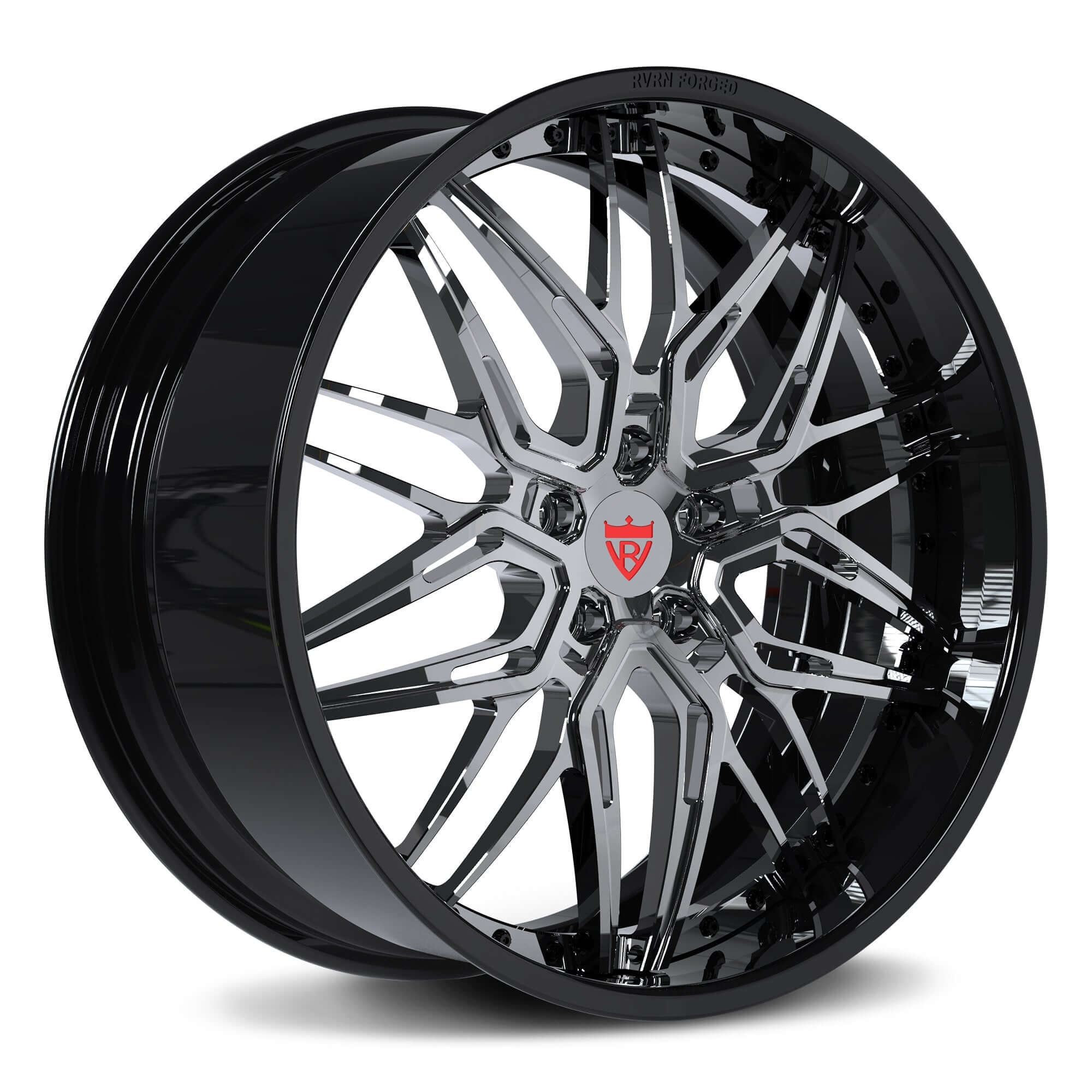 CHEVY CORVETTE WHEELS: DEEP DISH CUSTOM FORGED RIMS-RV-T081 BLACK AND CHROME RIMS