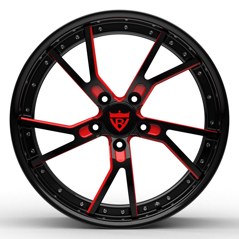RVRN Wheels Porsche Cayenne 21 Inch Custom Wheels - RV-DR12 Series with Red and Black Finish-2-Piece