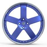 Blue custom 5-spoke chrome wheel, RV-DF93 model for Mustang, deep dish 19-inch staggered, best place to purchase for 1999 Mustang GT