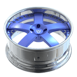 Custom 2-piece forged 5 spoke chrome wheel RV-DF93, blue mustang wheel, 19-inch, deep dish design for superior performance and durability