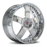 CUSTOM 2-PIECE FORGED 5 SPOKE CHROME WHEELS RV-DF93, ideal blue deep dish Mustang wheels, 19-inch staggered size for 1999 Mustang GT