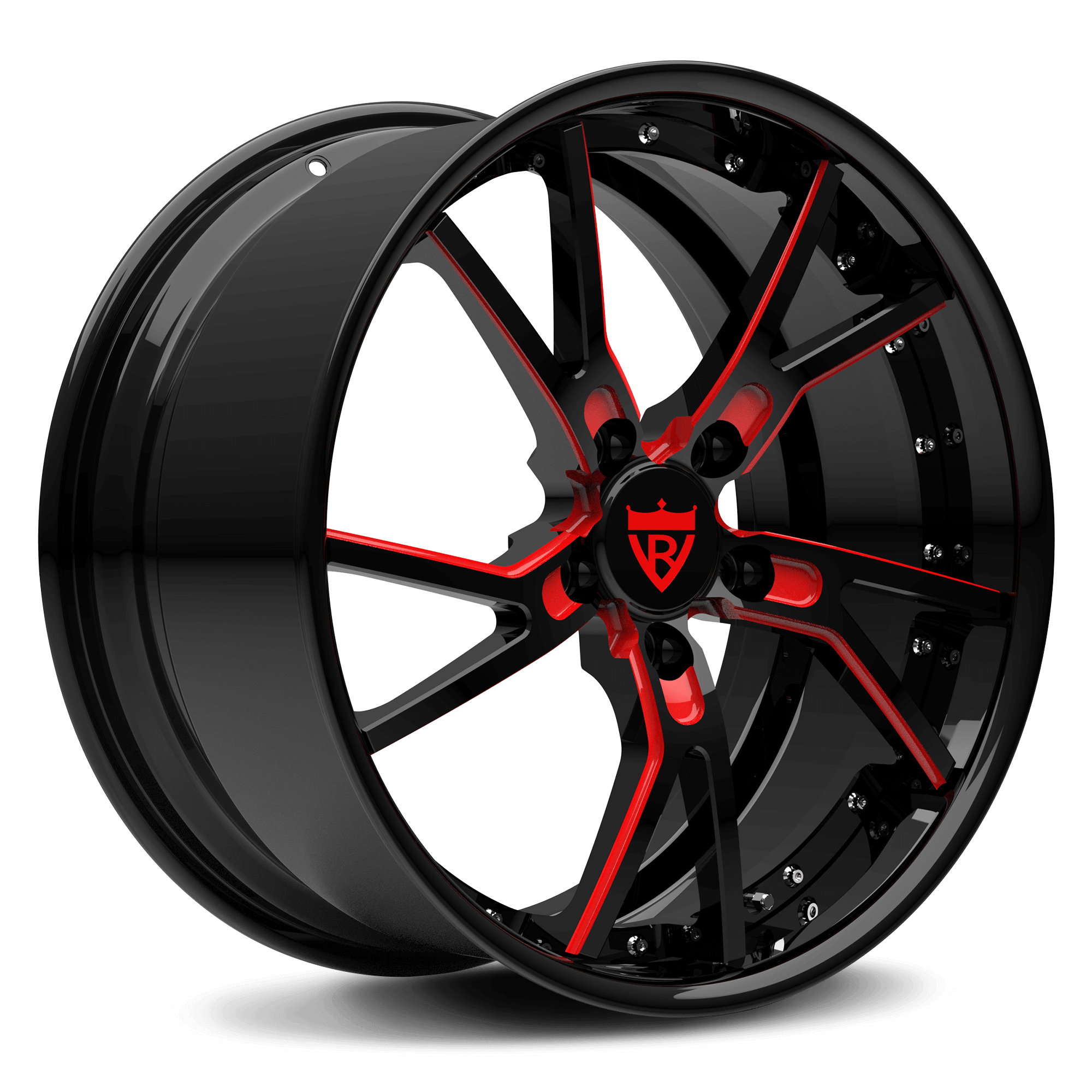 Custom 21 Inch Porsche Cayenne Wheels - RVRN Wheels RV-DR12 Series Red and Black Rims-Forged 2-Piece Wheels Series