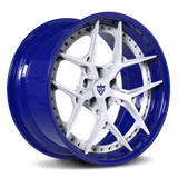 Side Profile of RV-DR08 Custom Forged Wheels for Camaro ZL1 with Blue and white color