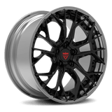 Custom 2-piece aggressive forged wheel RV-DR16, perfect for Corvette C8 with sleek black and chrome finish.