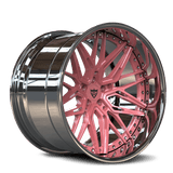 CUSTOM DEEP DISH 2-PIECE FORGED WHEELS: RV-T081 PINK RIMS