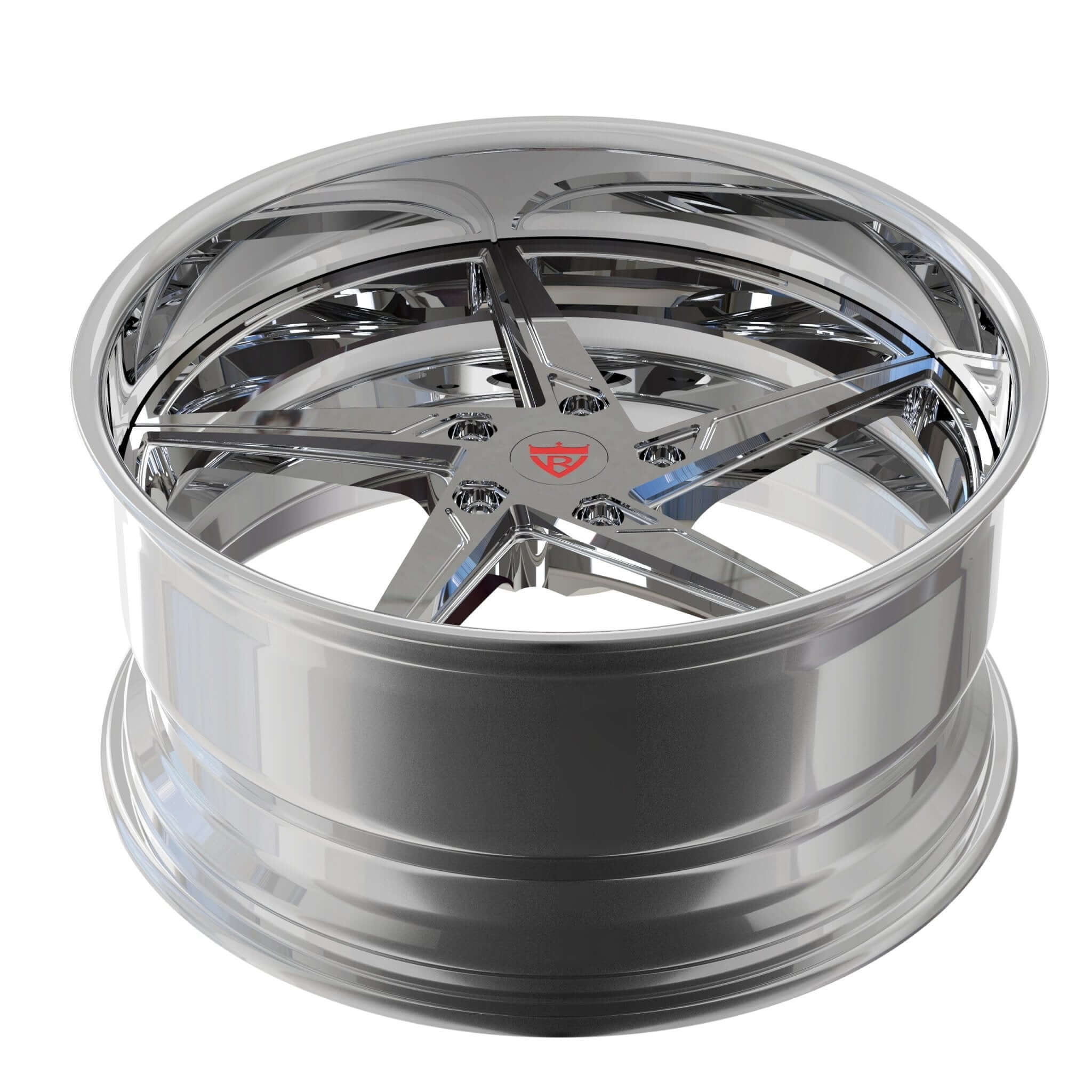 Custom-designed 5 spoke deep dish forged rims for Porsche Cayman.