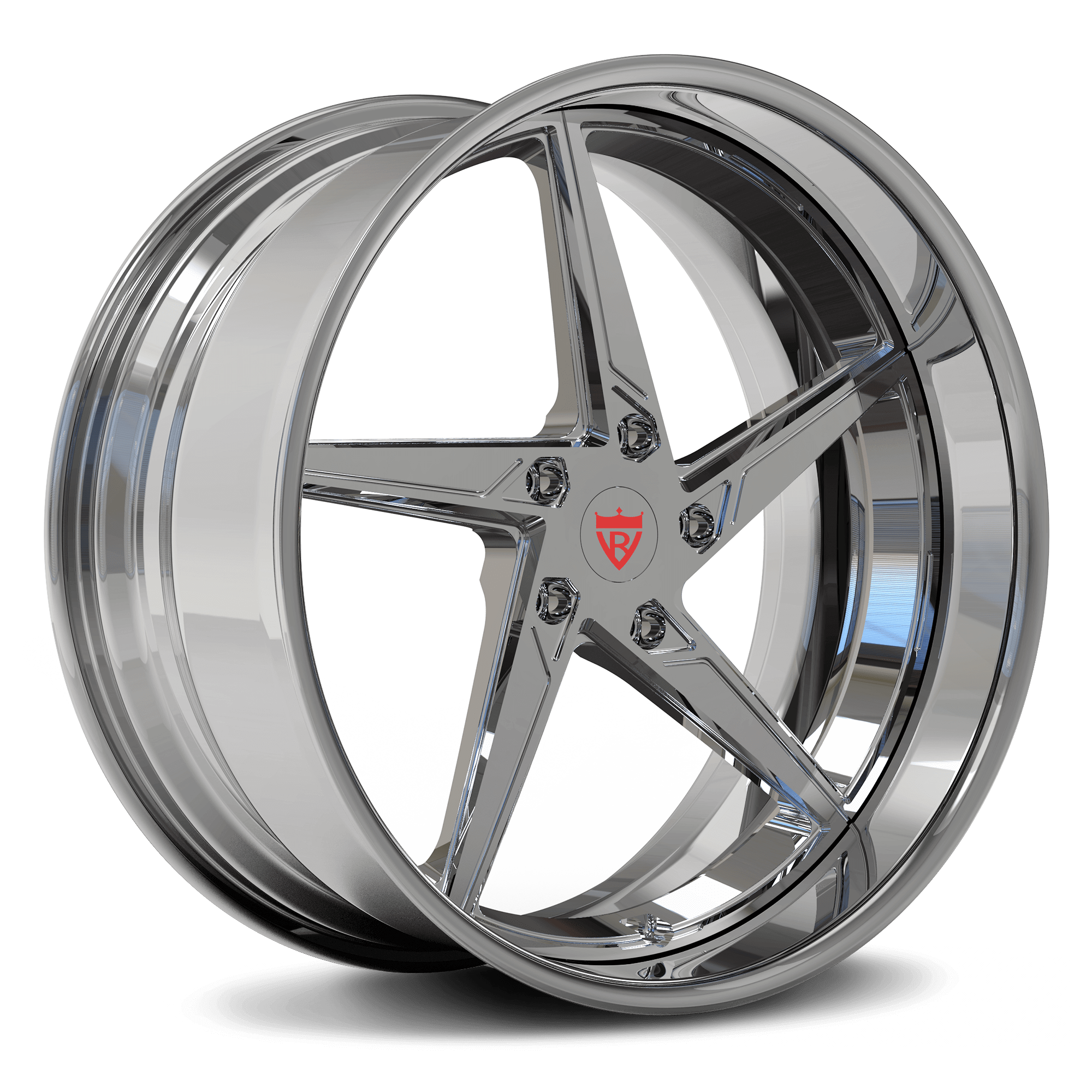 5 spoke deep dish rims for Porsche, custom forged 2-piece wheels, chrome 22inch rims, design your unqiue wheels with RVRN Forged