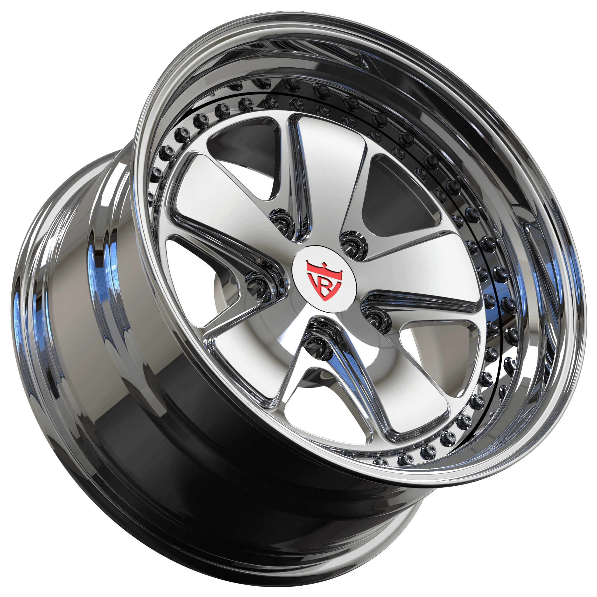 CUSTOM FORGED 2-PIECE 5 SPOKE DEEPP DISH CHROME WHEELS: RV-DV70 - RVRN WHEELS