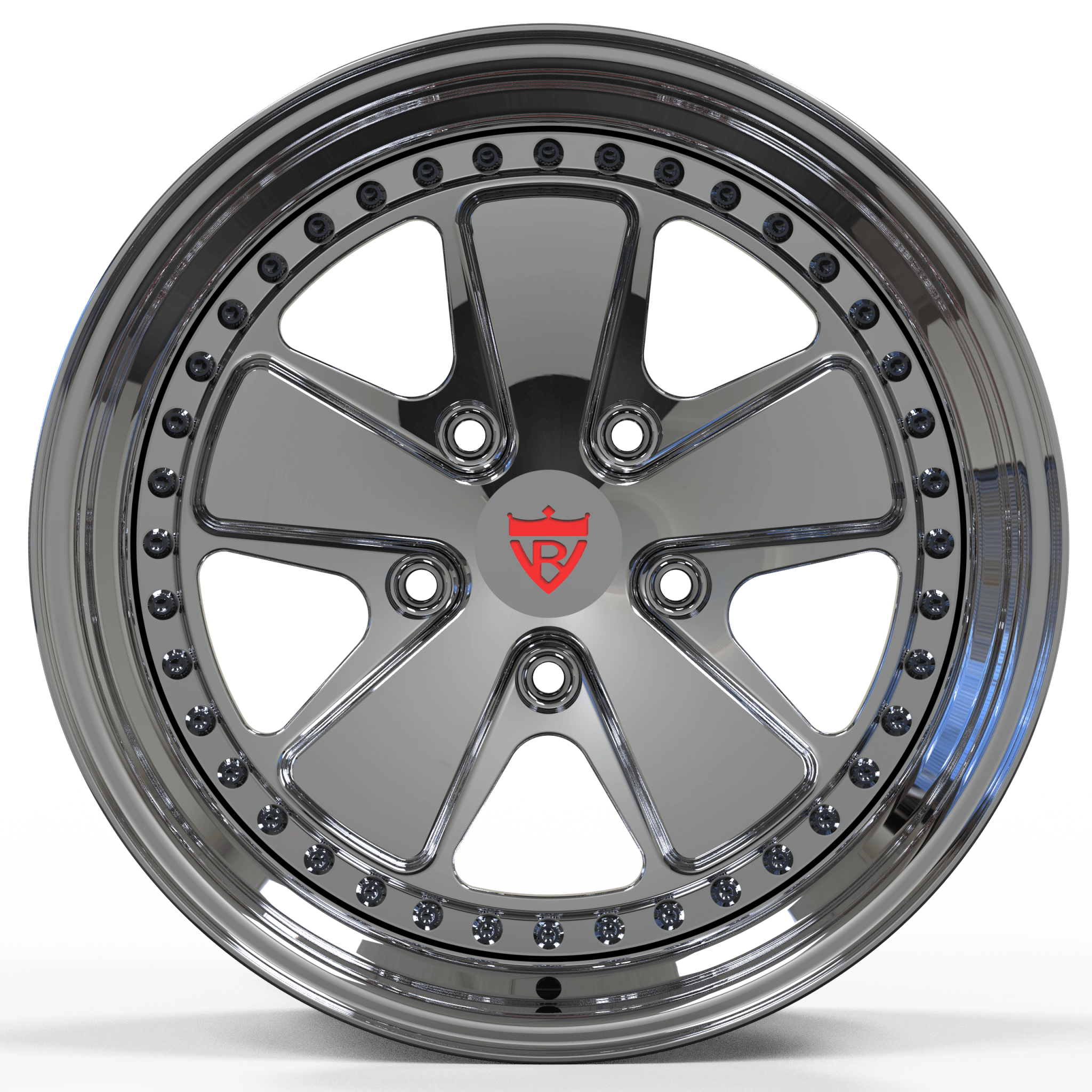 CUSTOM FORGED 2-PIECE 5 SPOKE DEEPP DISH CHROME WHEELS: RV-DV70 - RVRN WHEELS