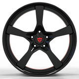 Red and black 5-spoke Porsche Cayenne custom wheels with 5-spoke design - RVRN RV-DP223