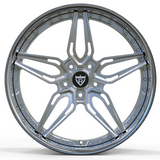 Close-up of RVRN RV-DP01 forged Porsche rim with high-gloss chrome finish