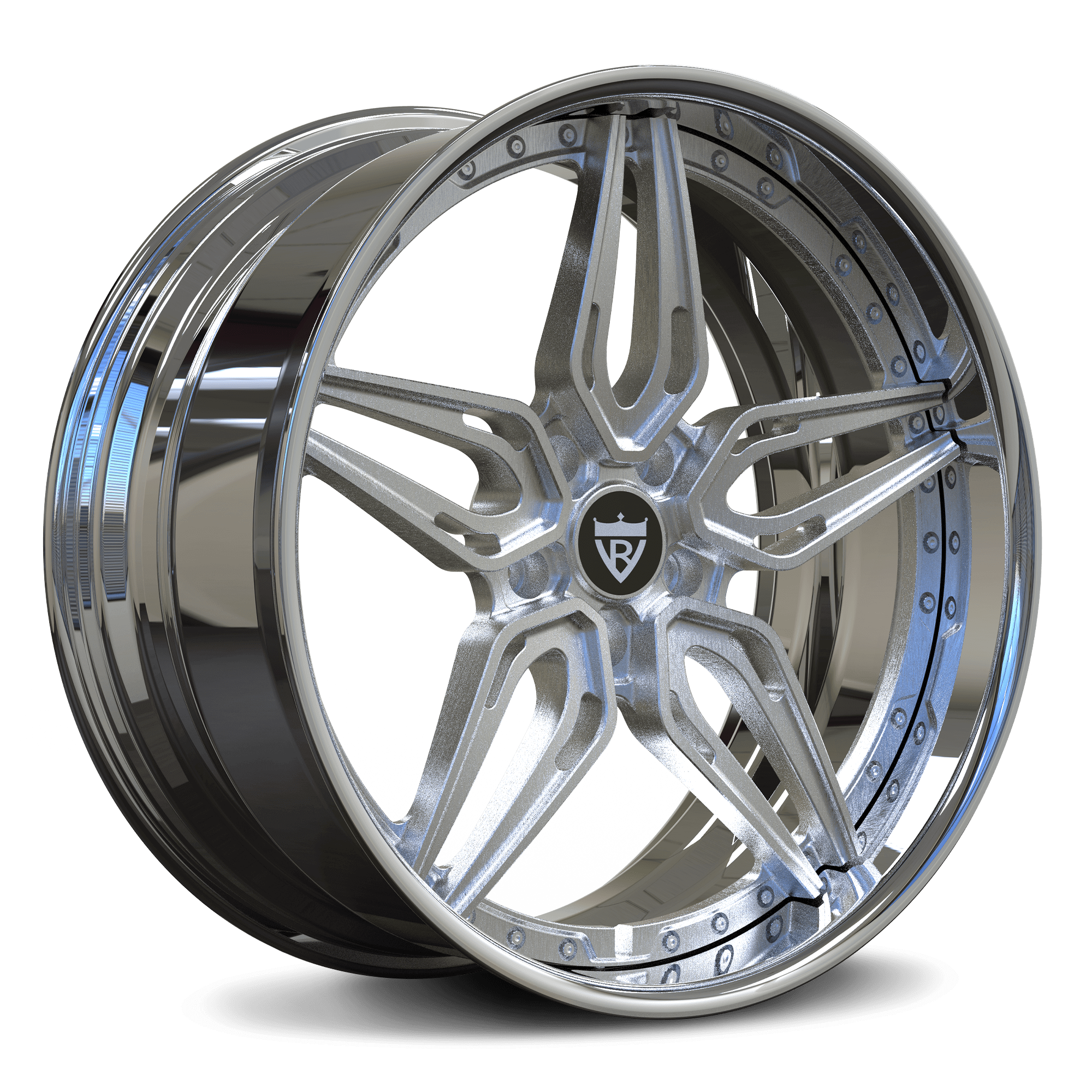 Side view of 5-spoke deep concave forged wheels on Porsche Cayman