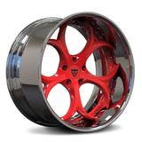 Custom 1969 Chevy Chevelle Mabilu Deep Dish Forged Wheels-20inch Chrome and Red Rims for Vintage Car