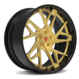 Custom forged 2-piece gold wheel RV-DS74 with gloss black barrel for Cadillac CTS-V.