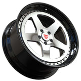 Black and chrome 5 spoke wheels, custom forged 2-piece deep dish rims series for Corvette C5 custom build RV-DC03