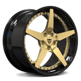 Corvette C8 Custom 5 Spoke Gold and Black Forged 2-Piece Wheels-RVRN Wheels