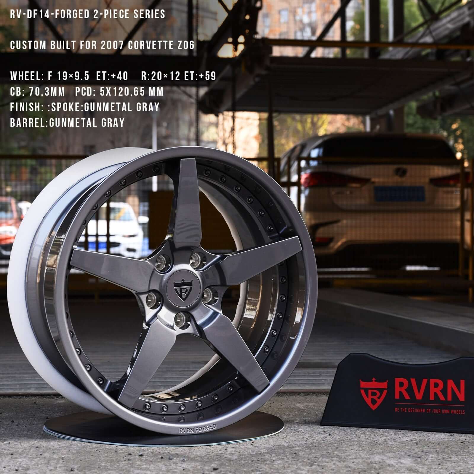 5 Spoke design wheels for Corvette Z06, custom forged 2-piece rims series