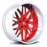 RVRN Custom Forged Monoblock Wheel Construction - Precision Machined for Chevy Trucks-Red and White rims