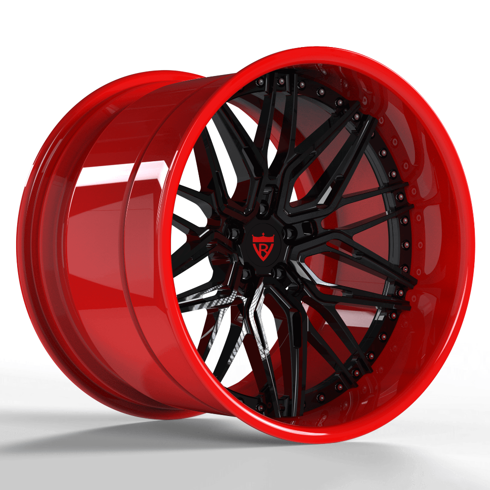 Red Black Rims-Custom Deep Dish Forged 2pc Wheels-T081 Series-RVRN Forged