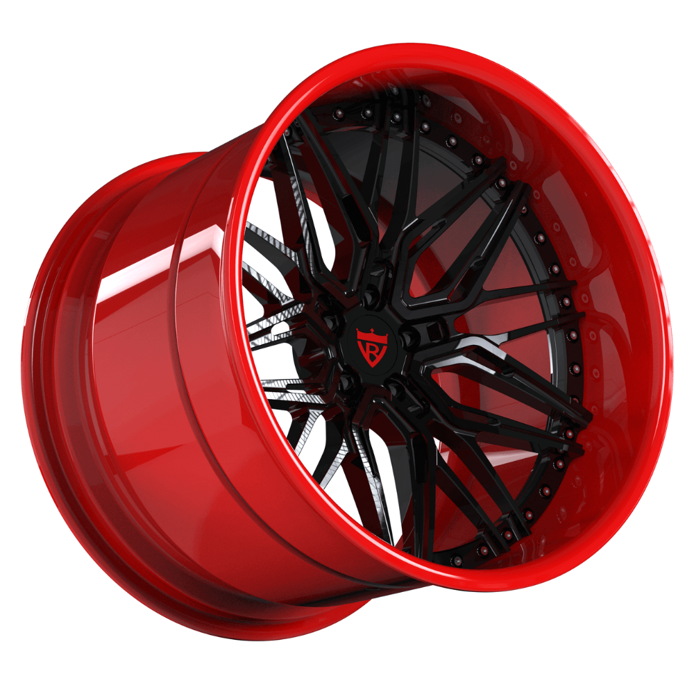 Red Black Rims-Custom Deep Dish Forged 2pc Wheels-T081 Series-RVRN Forged