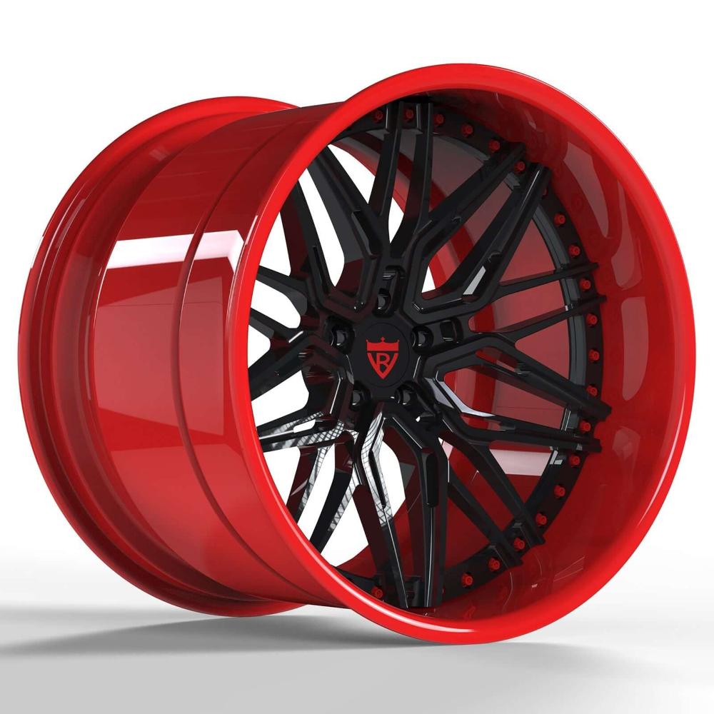 Red Black Rims-Custom Deep Dish Forged 2-piece Wheels-T081 Series-RVRN Forged