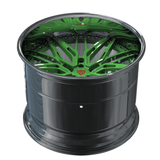 Unique green Jeep Wrangler wheels with deep dish, custom forged for your off-road needs.