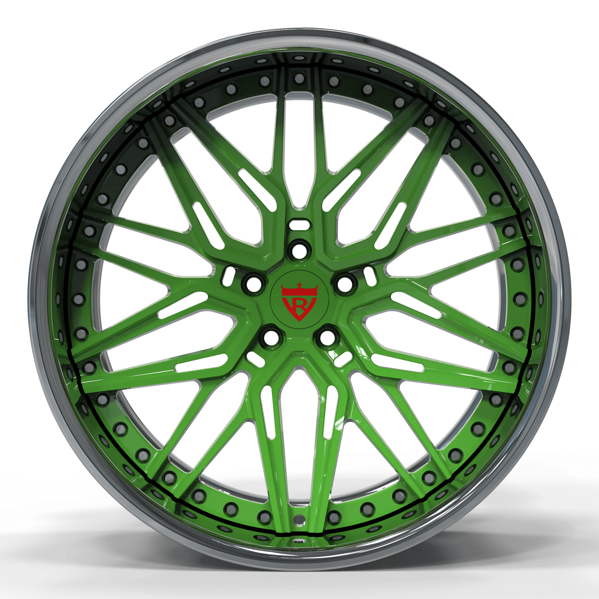 Stylish green Jeep Wrangler custom forged wheel perfect for off-road adventures.