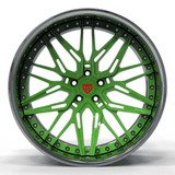 Stylish green Jeep Wrangler custom forged wheel perfect for off-road adventures.