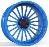 Custom blue 20-inch H-type deep dish forged wheel, aggressive design for truck and car customization.