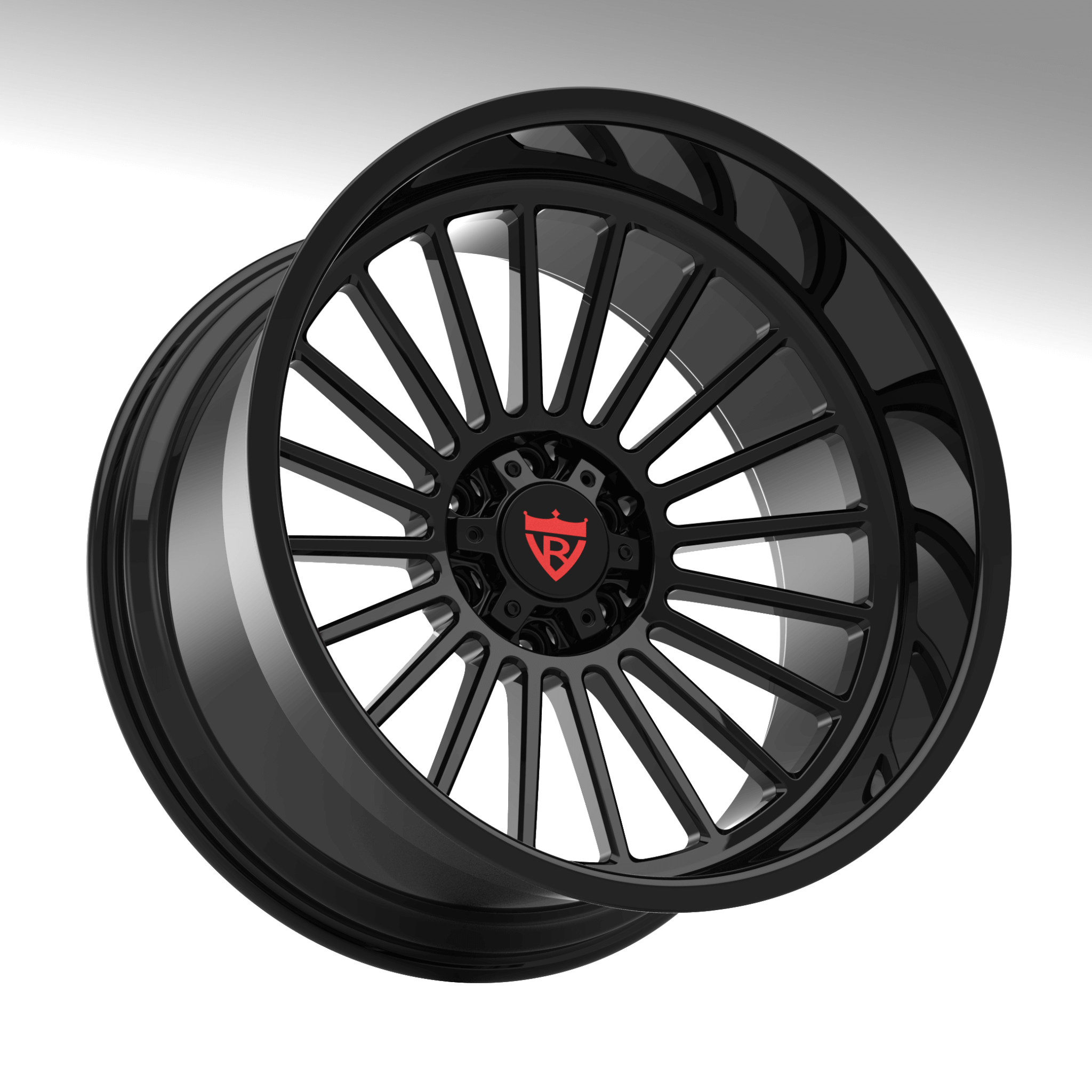 matte black truck wheels with a deep dish style, 10 spoke rims-RV-HR88 Custom forged wheels for trucks and pickups-RVRN Wheels