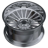 Custom 1 piece H-type forged chrome deep dish wheel for trucks and cars, showcasing a modern design and polished finish.