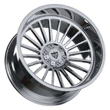 Custom 1-piece H-type deep dish forged chrome wheel, perfect for trucks and luxury vehicles, showcasing intricate design and finish.