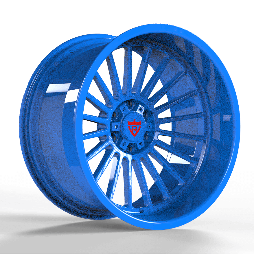 Custom blue deep dish forged wheel showcasing a stylish design, ideal for truck custom wheels and 20-inch aluminum rims.
