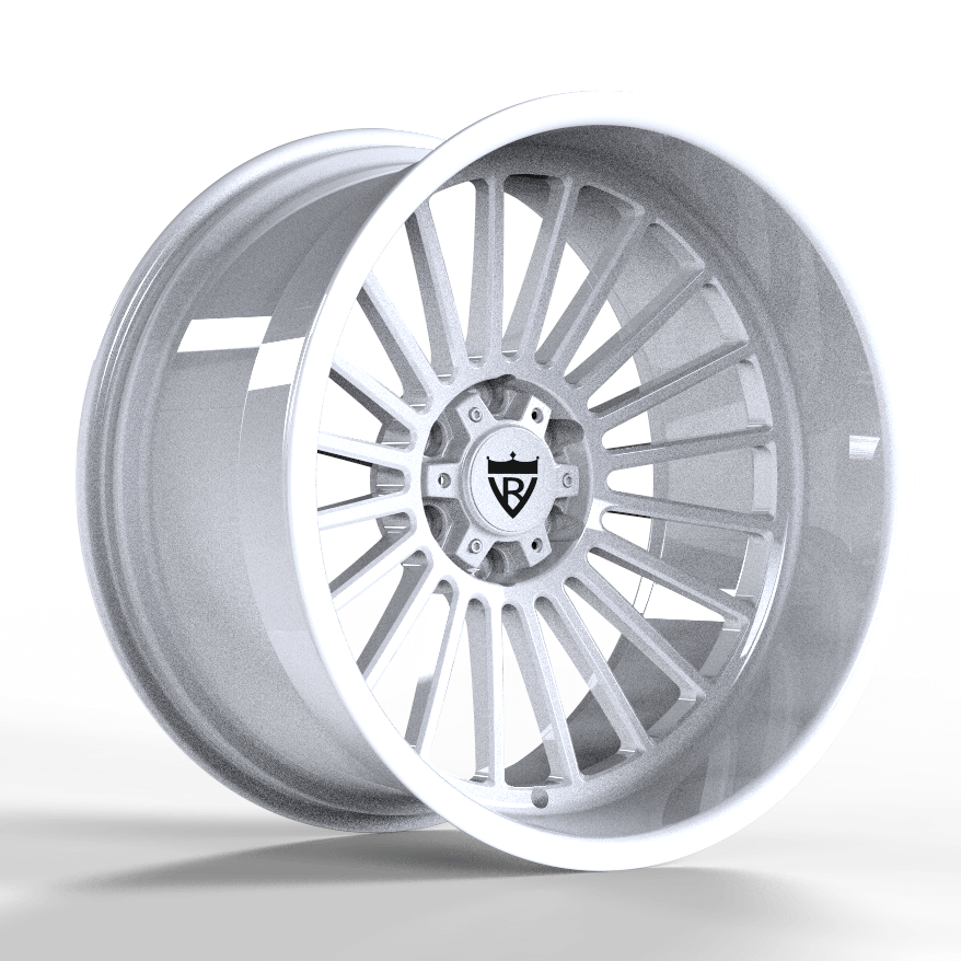Custom white forged wheel with deep dish design, perfect for truck custom wheels and deep lip rims.