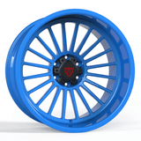 Custom blue deep dish forged wheel with a stylish design, perfect for trucks and high-performance vehicles.