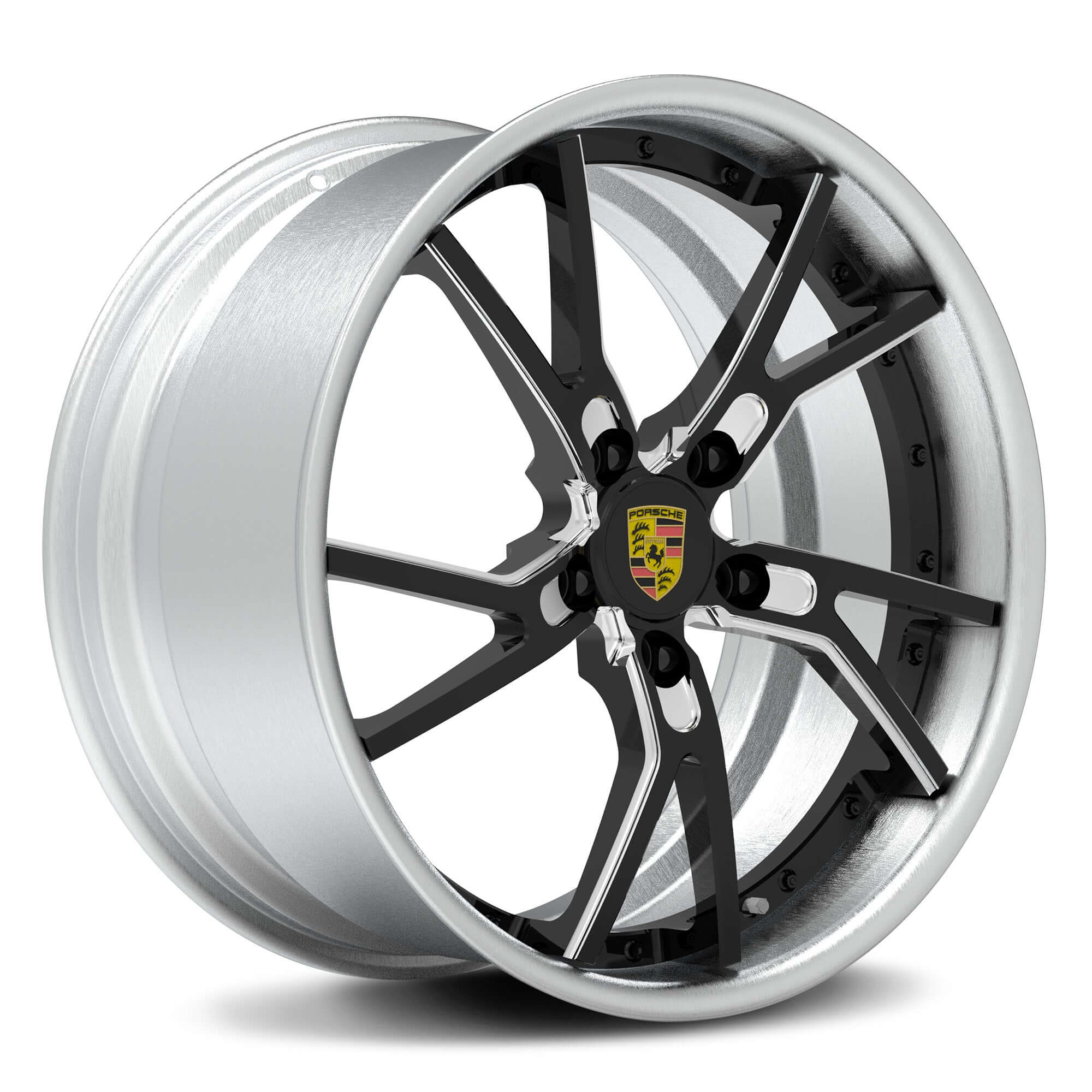 Porsche Cayman Custom Wheels - RVRN Wheels RV-DR12 Series Silver and Black Forged Rims-Forged 2-Piece Series