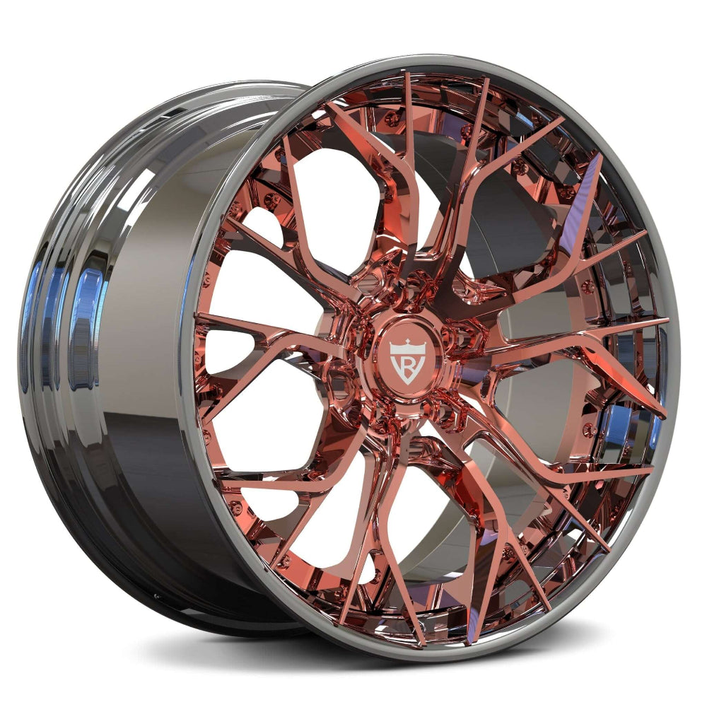 Custom 2-piece aggressive forged wheels RV-DR16, perfect chrome rims for Corvette C8 and stylish upgrades.