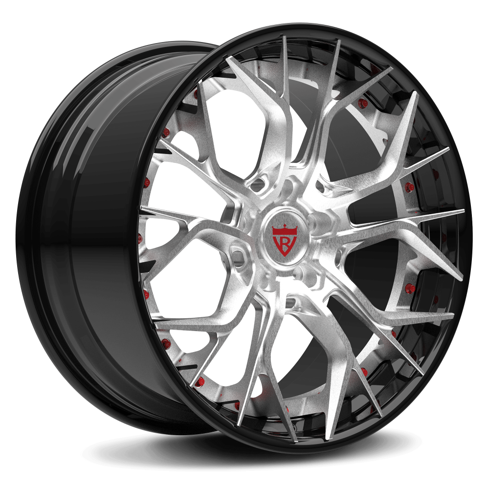 Custom 2-piece aggressive forged wheels RV-DR16, chrome finish, ideal for Corvette C8 performance.