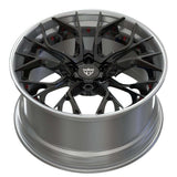 Custom 2-piece aggressive forged wheels RV-DR16 in chrome and black, perfect for Corvette C8 with chrome finish.