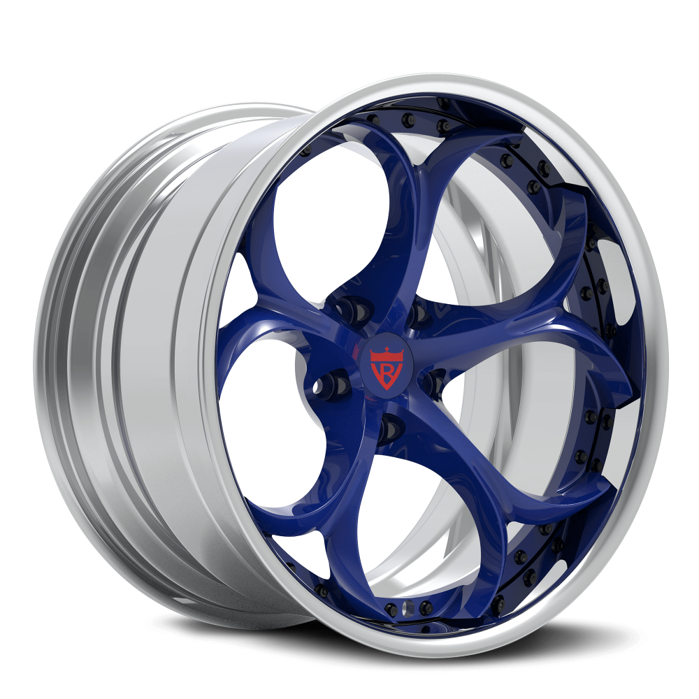 Custom forged wheels RV-DS016 in blue and silver, perfect for Alfa Romeo Giulia aftermarket rims.