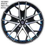 20x8.5 forged wheel with blue accents, ideal for custom builds and fitting various vehicle brands.