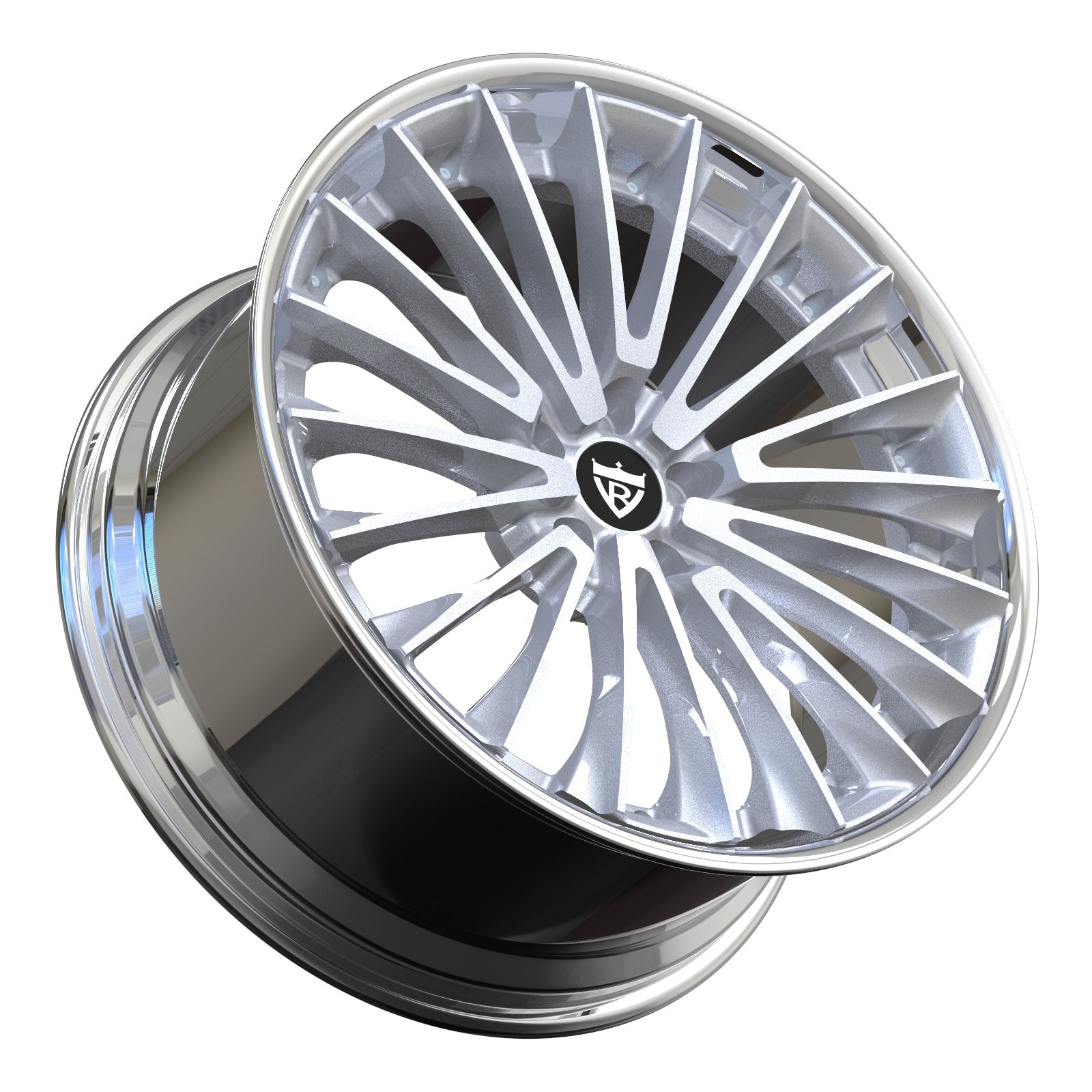 Custom 2 piece forged wheels RV-DM079 with a sleek silver finish, designed for Mercedes-Benz and more.